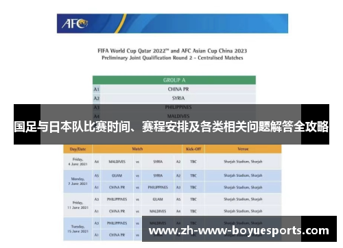 国足与日本队比赛时间、赛程安排及各类相关问题解答全攻略